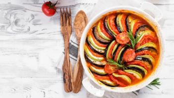 Ratatouille. Traditional French stew of summer vegetables. Ratatouille casserole.